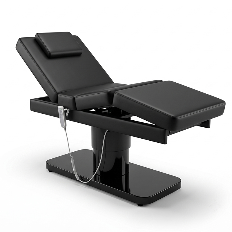 Spa Wellness Beauty - Czarna minimalistyczna 3-motoryzacyjna łóżko-masażer do salonu